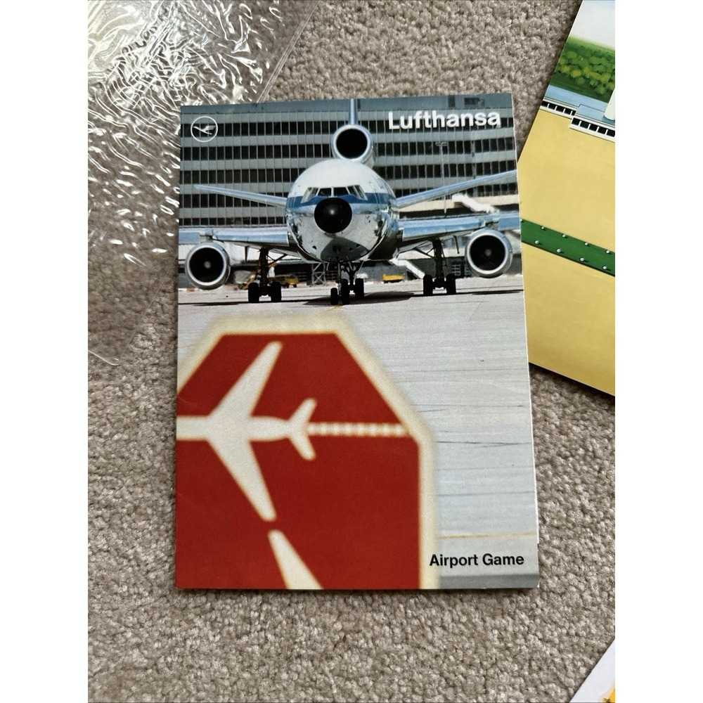 Vtg Lufthansa Airport Game Static Clings‎ Reusable Plane Set w Sleeve Unused